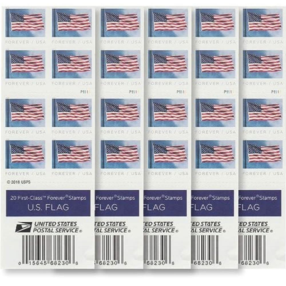 100 Forever Stamps‎ 5 Sheets of 20 First Class USPS Stamps 2019 U.S. Flag Flags